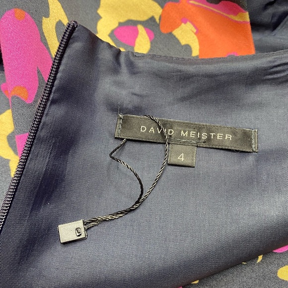 David Mister Pink Cream & Pink Splatter Paint in Navy Sleeveless Dress Sz 4 - Picture 7 of 10